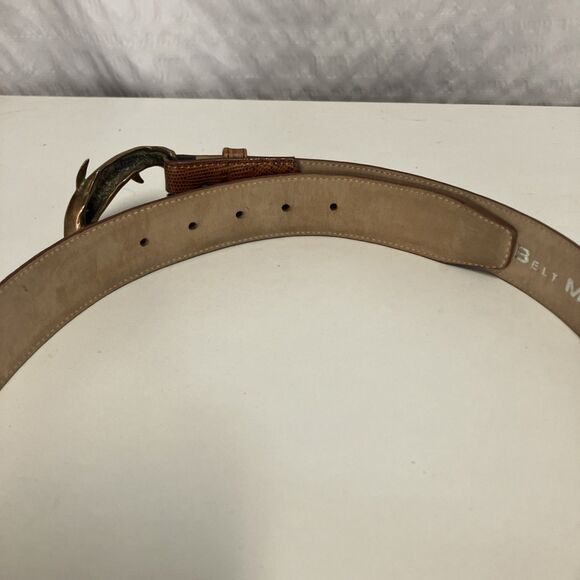 New Belt Master Genuine Leather Men’s Belt added Brass Dolphin Closing Piece 31 - Picture 8 of 16